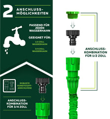 Flexibele Tuinslang - Inc. sproeikop - 30 meter - Groen - TRESKO