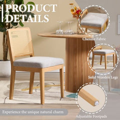 chairus 2 stuks eetkamerstoelen van hout, rotan rugleuning, grijs