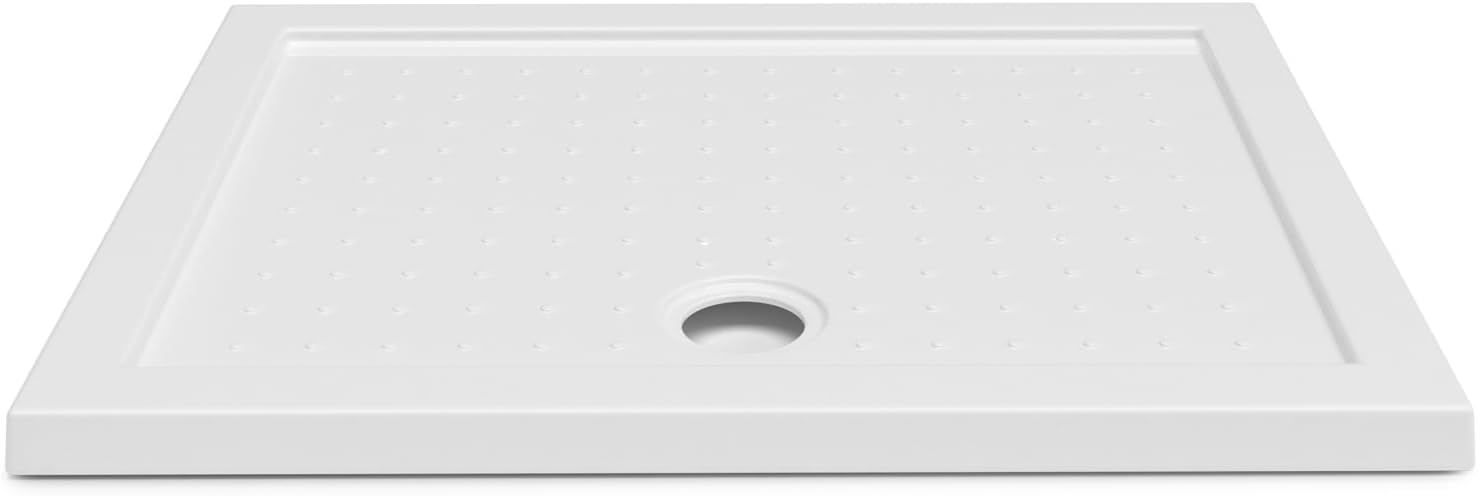 Aquamarin® Douchebak - 90 x 70 cm, supervlak, laag, antislip, rechthoekig, tot 250 kg belastbaar, acryl, wit - douchebak, douchebak, acrylbak •