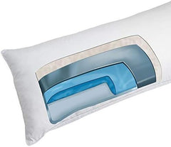 Jago® Waterkussen - 40x80 cm, met aanpasbare vulhoeveelheid, tot 38 °C, overtrek 100% katoen, wasbaar, incl. vultrechter, wit - nekkussen, hoofdkussen, neksteunkussen