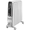 De'Longhi Dragon 4 Pro TRDX41025E Radiator, klassieke olieradiator met 3 standen, 24-uurs timer, vorstbescherming en eco-functie, veiligheidsthermostaat, 2500 watt, wit