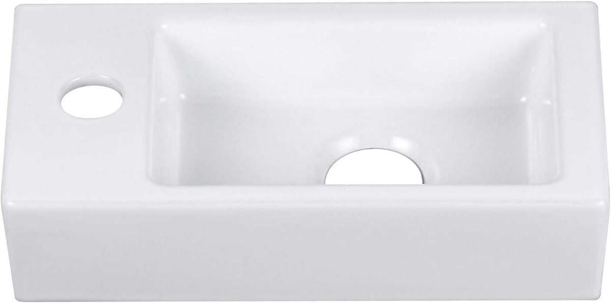 Wastafel - Keramiek - Hangend - 37x18,5 cm - Wit - HOROW