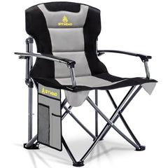 Symino opvouwbare campingstoel, maximaal 150 kg draagvermogen, met armleuningen - Opvouwbare stoel voor tuin/vissen/buitengebruik, Grijs