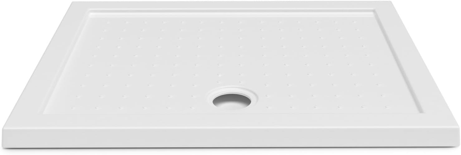 Aquamarin® Douchebak - 90 x 70 cm, supervlak, laag, antislip, rechthoekig, tot 250 kg belastbaar, acryl, wit - douchebak, douchebak, acrylbak •