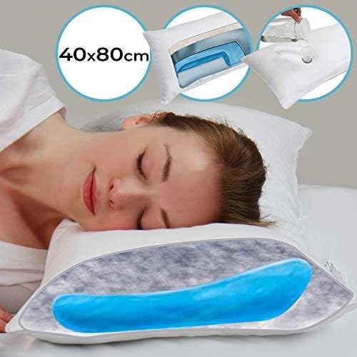 Jago® Waterkussen - 40x80 cm, met aanpasbare vulhoeveelheid, tot 38 °C, overtrek 100% katoen, wasbaar, incl. vultrechter, wit - nekkussen, hoofdkussen, neksteunkussen