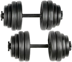 Physionics® Korte halterset, 20 kg, gekartelde handgreep, Ø 25 mm, van kunststof en staal, stersluitingen, halterstangen, korte halters, halterset, korte halterset, gewichten