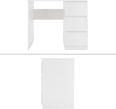 Bureau met lades - Bureautafel - Computertafel - 90x76x50 cm - Wit - ML-Design