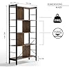 MIADOMODO® Boekenkast - met 4 niveaus, 79x30x155cm, stalen frame, industrieel design, 4 verspringende scheidingswanden, MDF, vintage bruin/zwart - staand rek, wandrek, hoge plank, kantoorplank,
