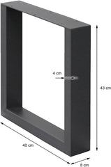 Tafelpoten salontafel - Metaal - 40x43 cm - Donkergrijs - ECD Germany