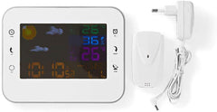 NEDIS Weerstation - Binnen en buiten - Inclusief draadloze weersensor - Weerpresentatie - Tijddisplay - Kleur-LCD-display - Wekkerfunctie