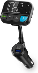 Nedis FM-Audiotransmitter voor Auto - Zwanenhals - Handenvrij bellen / Luidsprekerfunctie - 2.00 " - Zwart-Wit Scherm - Bluetooth - PD 20 W / QC 3.0 - Snelladen - Bass boost - Google Assistant / Siri