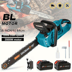 3500W Borstelloze Accu-Kettingzaag - Zware 16-Inch Kettingzaag met Kettingschakelaar & Snelheidsregeling, Compatibel met Mowtown Batterij, Draagbaar voor Boomkappen, Tuinieren en Landschapsonderhoud - Ideaal voor Professionals & DIY Projecten, Houtzagen G