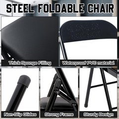 Klapstoelen - Vouwstoelen - Set van 6 - Eettafelstoelen - Zwart