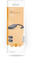 Nedis USB-Hub - USB-A Male - 4x USB A Female - 4-Poorts poort(en) - USB 2.0 / USB 3.2 Gen 1 - USB Gevoed