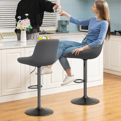 Barkrukken set van 2 - Barstoel met rugleuning - Barkruk - Barstoelen - Grijs - Kerilyn