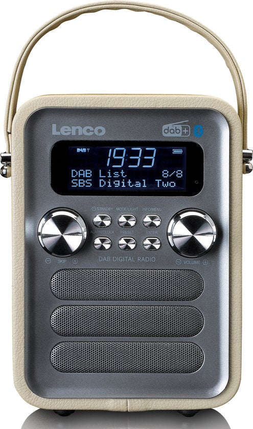 Lenco Radio met oplaadbare Batterij - Draagbare DAB Radio - FM, DAB+, Bluetooth en AUX - Noodpakket - PDR-051TPSI - Taupe
