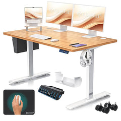 KESSER® In hoogte verstelbaar bureau elektrisch 160 cm x 70 cm | Ergonomisch sta-zit-bureau | 3-functie-geheugenbesturing | Incl. 360° wielen & USB-oplaadpoort computertafel voor thuiskantoor