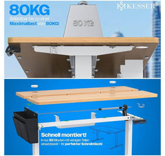KESSER® In hoogte verstelbaar bureau elektrisch 160 cm x 70 cm | Ergonomisch sta-zit-bureau | 3-functie-geheugenbesturing | Incl. 360° wielen & USB-oplaadpoort computertafel voor thuiskantoor