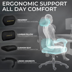Ergonomische Bureaustoel -  Office Chair - Gamestoel - Volwassenen - Zwart - Dowinx - LS-66D68E