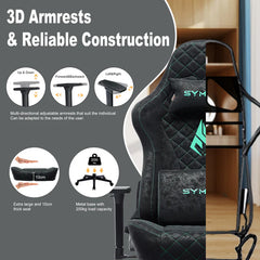 Ergonomische Bureaustoel -  Office Chair - Gamestoel - Volwassenen - Zwart/Groen - SYMINO
