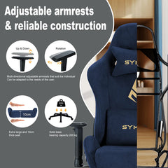 Ergonomische Bureaustoel -  Office Chair - Gamestoel - Volwassenen - Donkerblauw - SYMINO