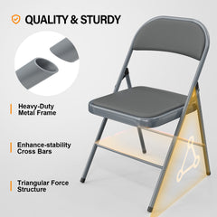 Klapstoelen - Vouwstoelen - Set van 6 - Eettafelstoelen - Grijs - VINGLI