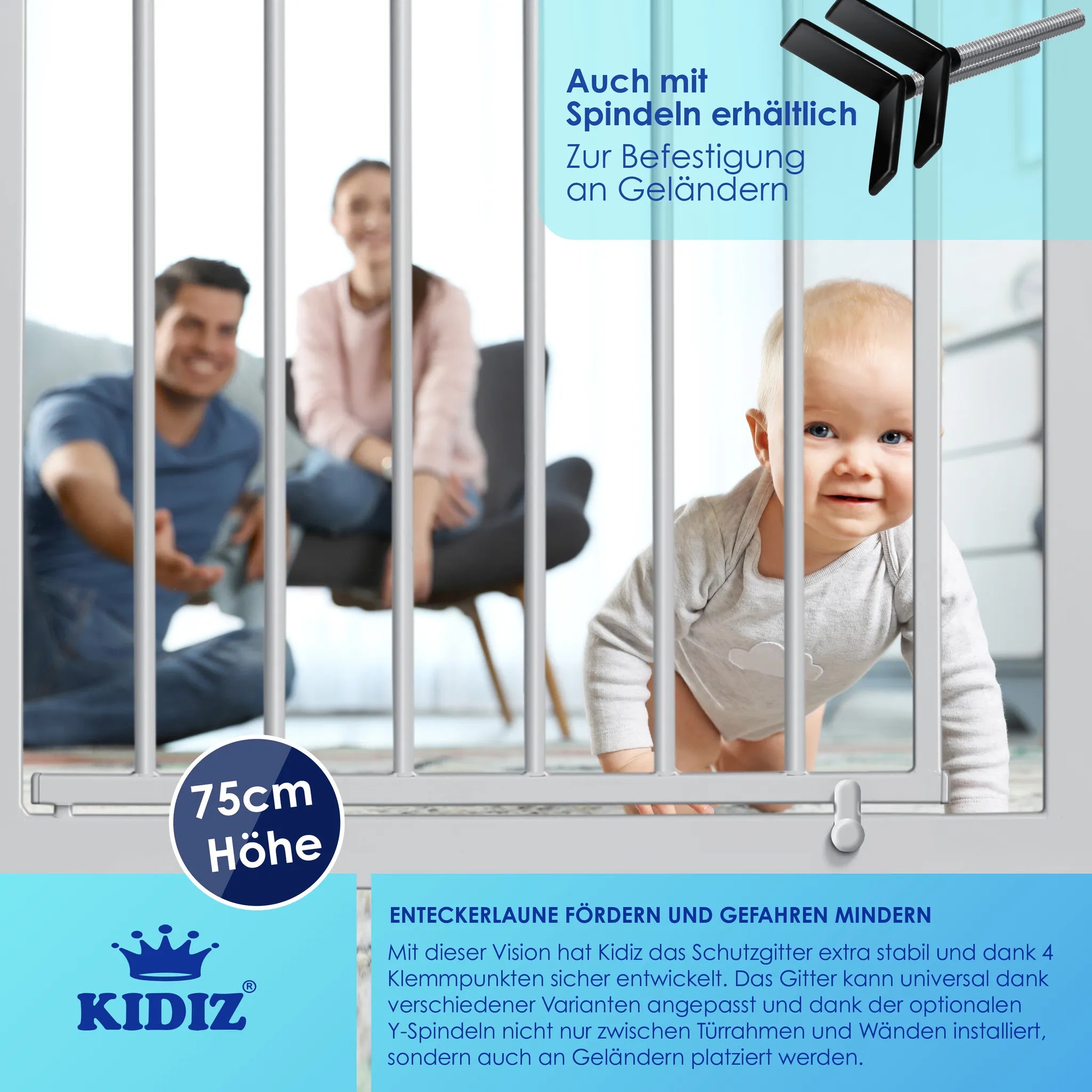 KIDIZ® Traphekje zonder boren - Veiligheidshekje - 74-87cm •