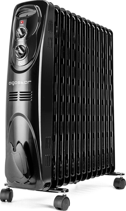 Olieradiator - 2500W Heater - Elektrische kachel - met Thermostaat - Zwart - Aigostar