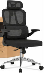 FLEXISPOT OC3 Lite bureaustoel, ergonomische draaibare bureaustoel met mesh bekleding, hoogteverstelling, 2D-armleuningen en onafhankelijke C-vormige lendensteun, ademend mesh, zwart