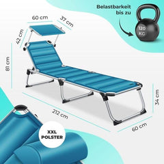 Ligbed - Ligstoel - Zonnebed - Opvouwbaar - Blauw - KESSER®