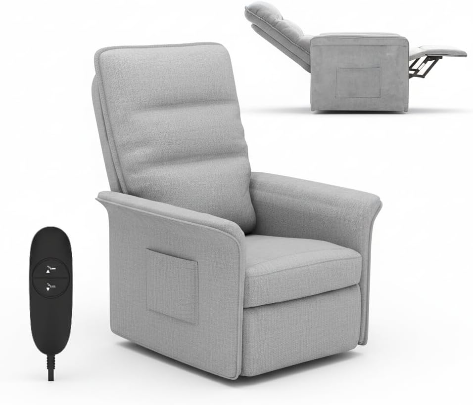 FLEXISPOT Elektrische relaxstoel, verstelbare tv-stoel, televisiestoel met ligfunctie, 105° -155° verstelbare rugleuning, relaxstoel, ergonomisch (lichtgrijs)