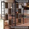 MIADOMODO® Boekenkast - met 4 niveaus, 79x30x155cm, stalen frame, industrieel design, 4 verspringende scheidingswanden, MDF, vintage bruin/zwart - staand rek, wandrek, hoge plank, kantoorplank,