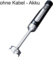 Gastronoma 18210002 Draadloze accu-staafmixerset, 3-in-1 hakmolen, garde, pureerstaaf, perfect voor het draadloos mixen van sauzen en soepen, snel en efficiënt, roestvrij staal, zwart