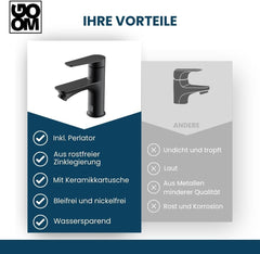 Badkamerkraan - Wastafelkraan - Fonteinkraan - Toiletkraan - RVS - Zwart - GOOM