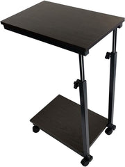 KKTONER Sofa tafel bijzettafel boven bed glijbaan hoogte verstelbare houten laptop bank mobiele eettafel snack eindtafel met wielen walnoot kleur (walnoot)