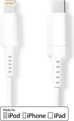 Nedis Lightning Kabel - USB 2.0 - Apple Lightning 8-Pins - USB-C Male - 480 Mbps - Vernikkeld - 2.00 m - Rond - PVC - Wit - Doos