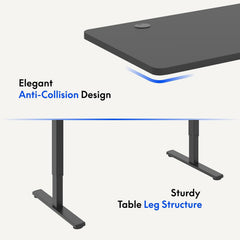 Zit sta bureau - Elektrisch - Verstelbaar - 160x60 cm - Zwart - QE1B - FLEXISPOT