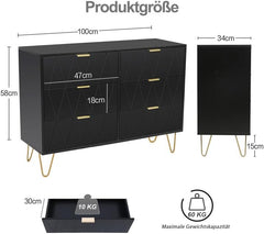 Commode - Dressoir - Ladekast - 100x34x73 cm - Zwart - UEV