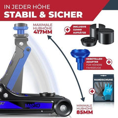 MASKO Hydraulische Autokrik - Garagekrik - 2.5 Ton - Blauw