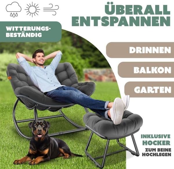 KESSER® Ergonomische schommelstoel - Relaxstoel - Antislip - Antraciet •