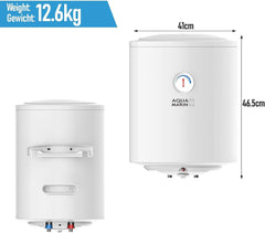Aquamarin® Elektrische antikalk warmwaterboiler, 30 l, 1,5 kW, hangend aan de muur, anticalc, EEK B/C, geëmailleerde binnencontainer, warmwaterboiler, elektrische boiler, verwarming, opslag