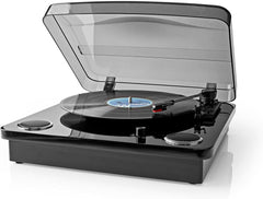 NEDIS - Draaitafel - 18 W - Bluetooth v4.2 - USB conversie - Stofkap - Zwart - ingebouwde luidsprekers - Materiaal: Hout/kunststof