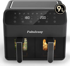 Airfryer XXL - heteluchtfriteuse - 9L - Dubbele Airfryer - Zwart - Fabulcozy