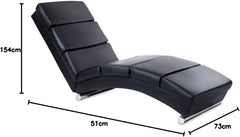 Fauteuil - Relaxstoel - Loungestoel - 154x51x73 cm - zwart - Miadomodo