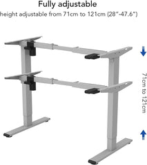 Zit sta bureau - Elektrisch - Verstelbaar - Bureauframe - Grijs - E1W - FLEXISPOT