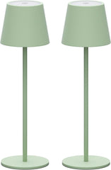 Klighten 2 stuks led-dimbare batterij, groene tafellamp, draadloos, oplaadbaar, warme lichtkleur, 3000 K, tafellamp voor binnen en buiten, met USB-C, aluminium, IP54 waterdicht