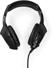 NEDIS Gaming Headset | Overoor | Stereo | USB Type-A / 2x 3.5 mm | Inklapbare microfoon | 2,20 m | LED Zwart •