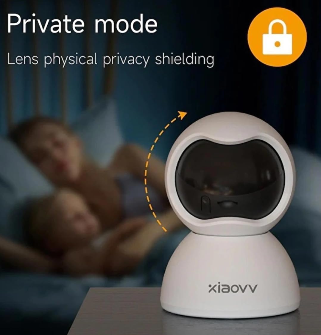 Xiaovv 2K Bewakingscamera voor binnen - Huisdiercamera - Nachtzicht - Bewegingsdetectie - Zwart