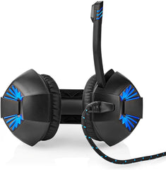 NEDIS Gaming Headset | Overoor | Stereo | USB Type-A / 2x 3.5 mm | Inklapbare microfoon | 2,20 m | LED Zwart •