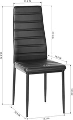 HOUSEINBOX Moderne zwarte PVC-leren eetkamerstoelen set van 4, voor keuken of eetkamer